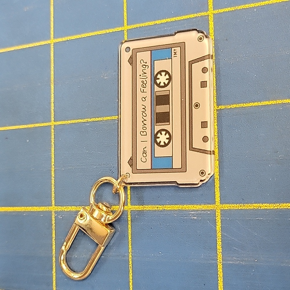 Retro Cassette Keychain - Black and Multicolor New